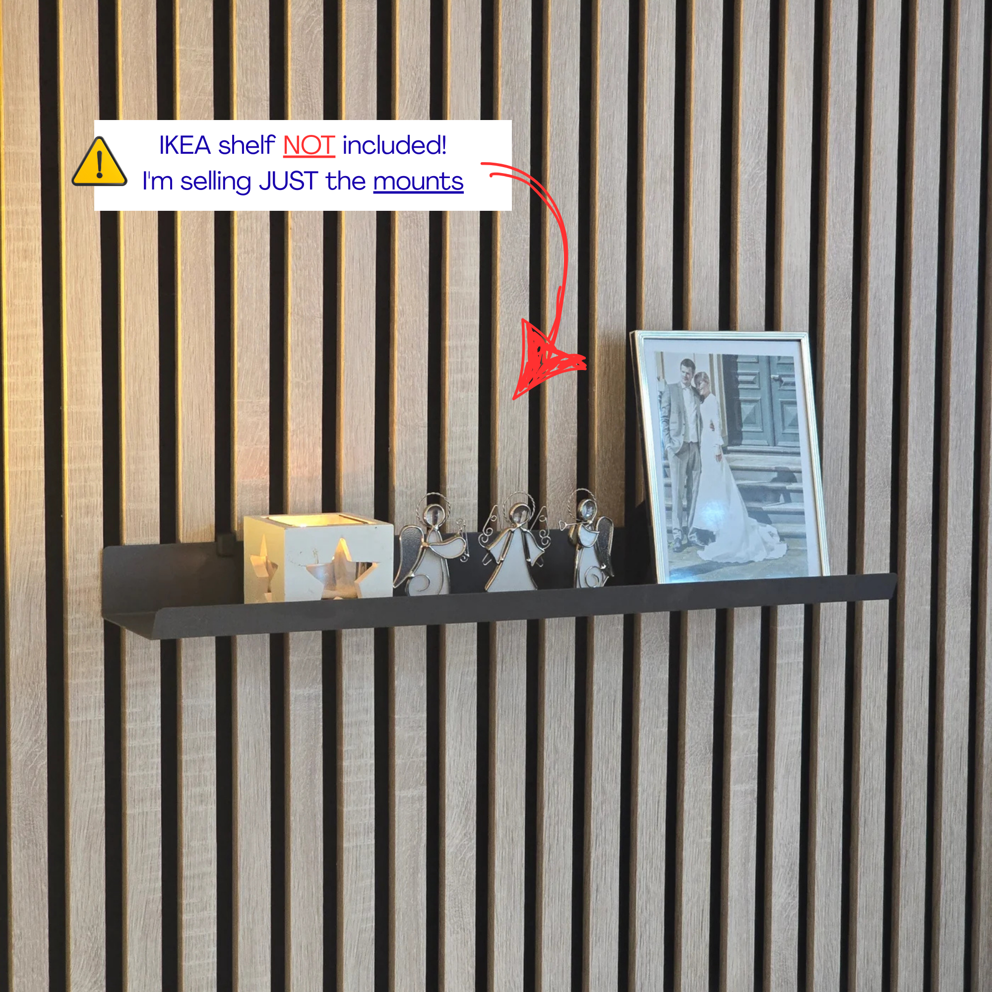 Shelf Brackets for IKEA MALMBÄCK Picture Ledge - Installation Type: Wall Clip