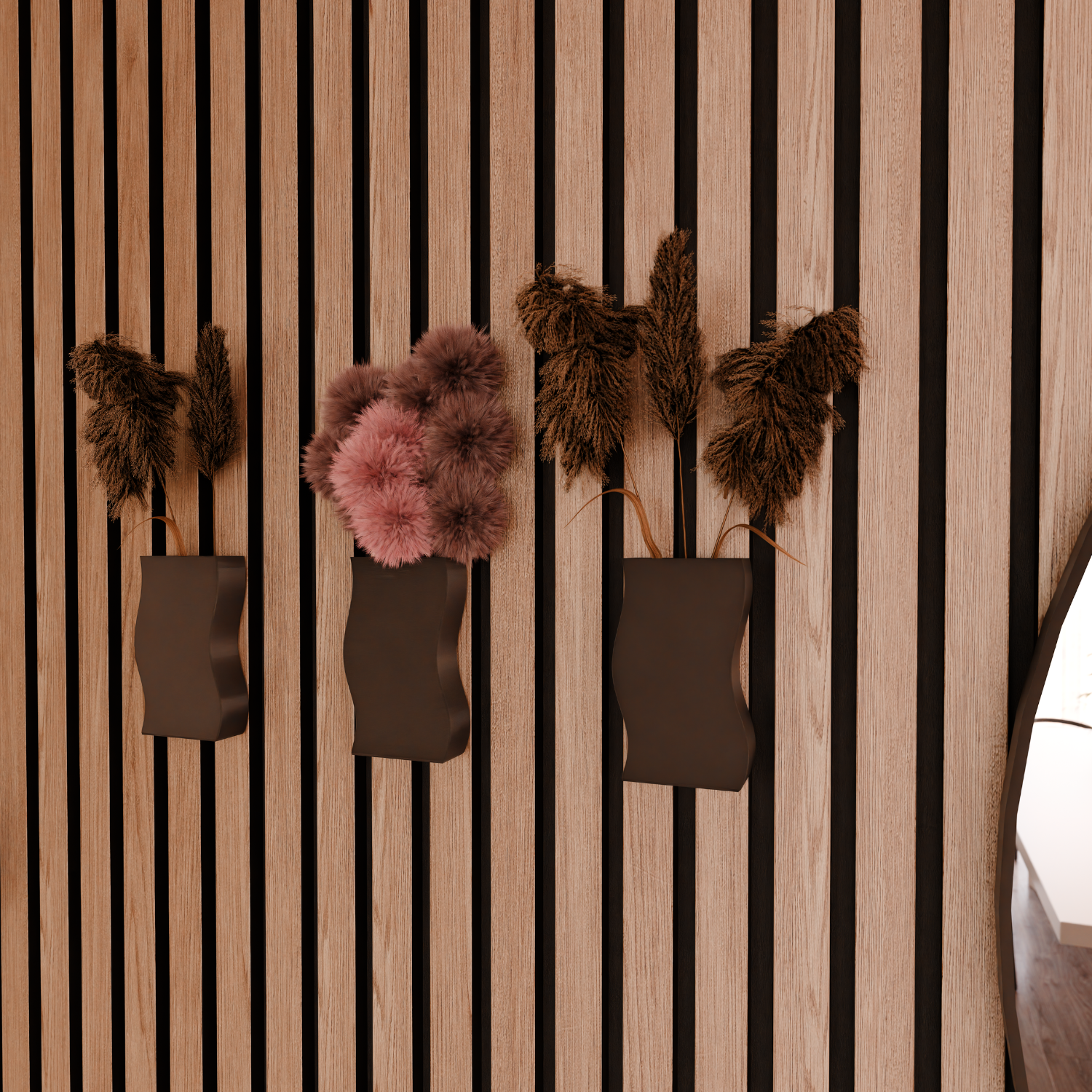 Acoustic panel - Wall Vase - dried flowers - No screw installation