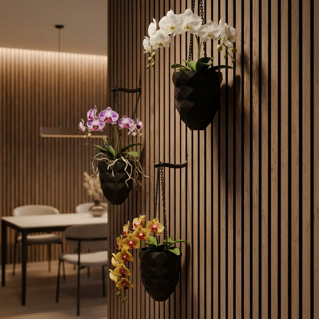 Hanging plant vase for acoustic panels - Screw