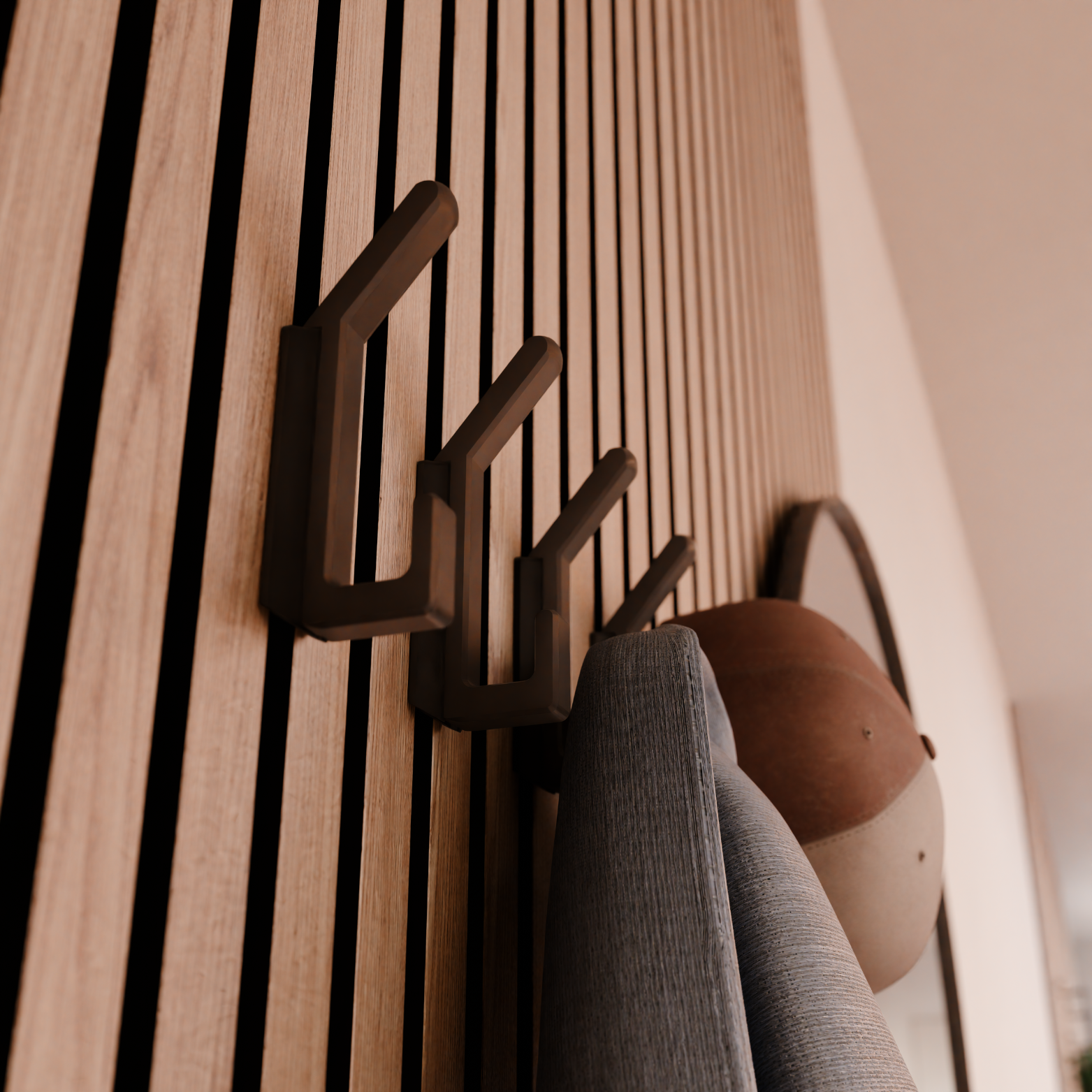 Square Design Coat Hook - Installation: Wall Clip