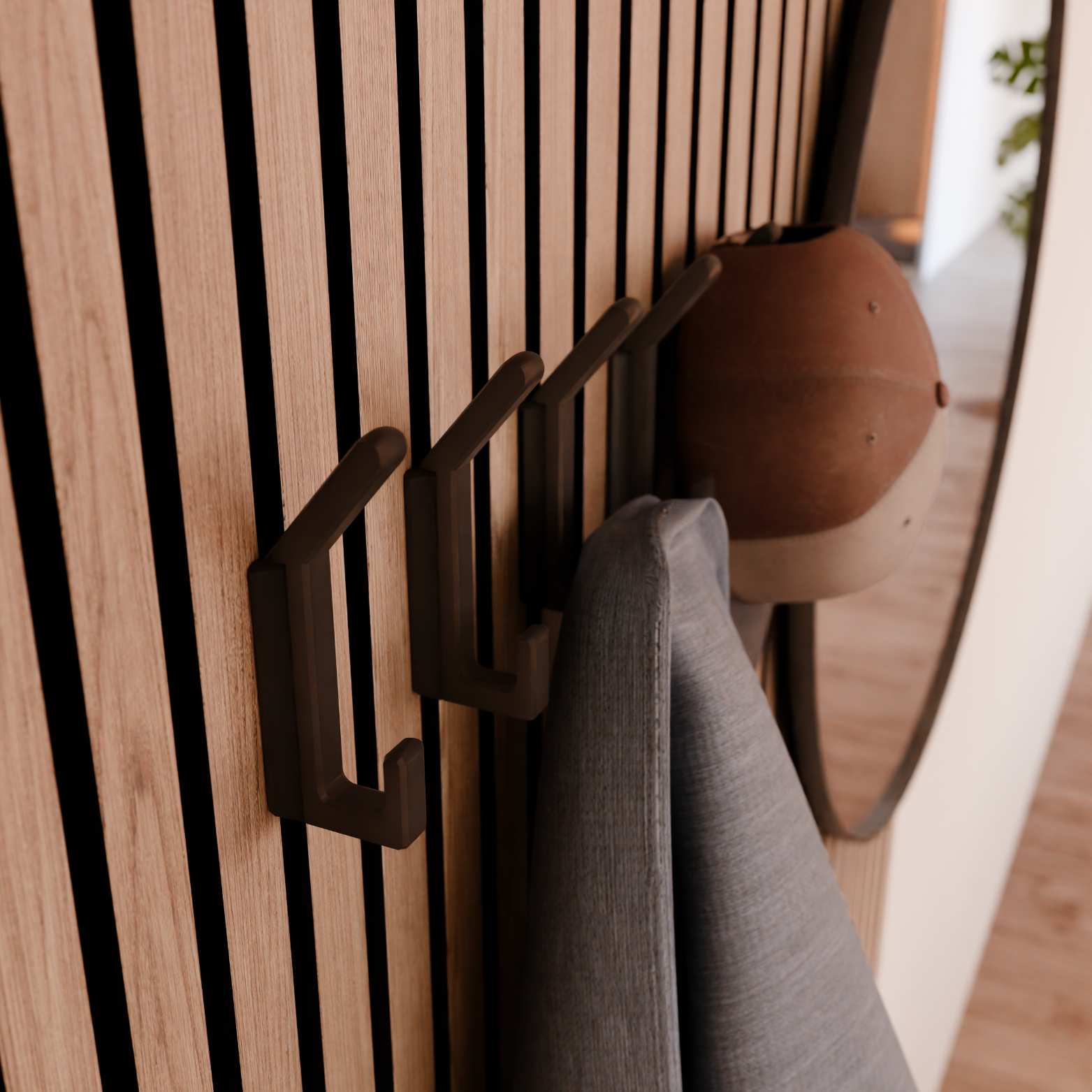 Square Design Coat Hook - Installation: Wall Clip