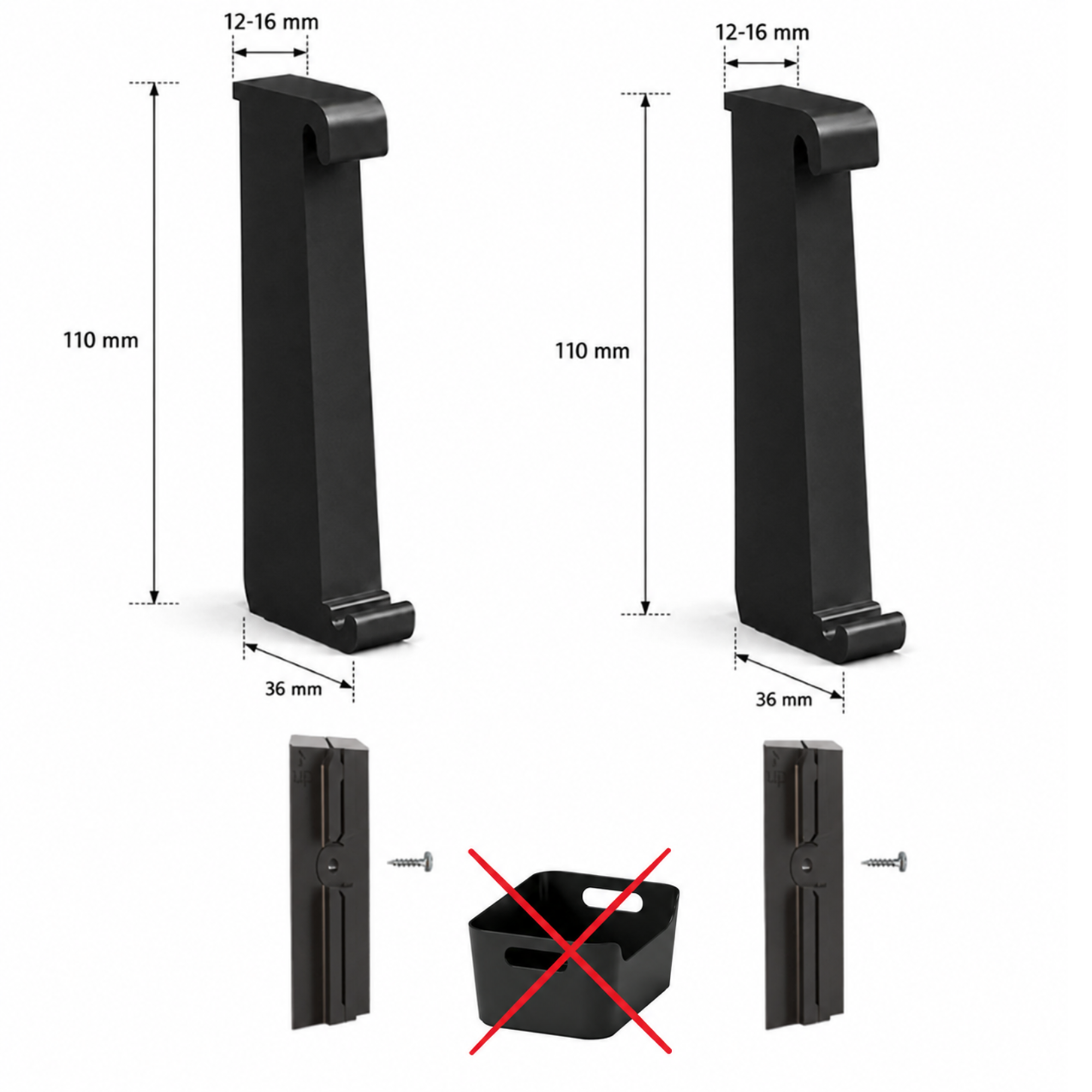 Supports de panneau pour organiseur IKEA UPPDATERA (24 × 17 cm) – Installation : clip mural
