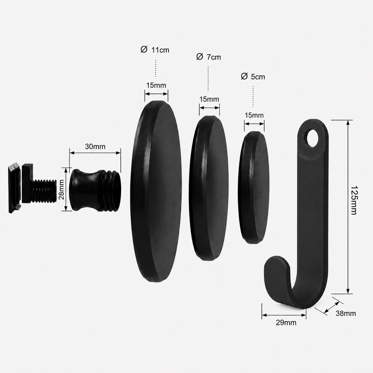 Ronde hanger/haak - Installatie: Muurclip