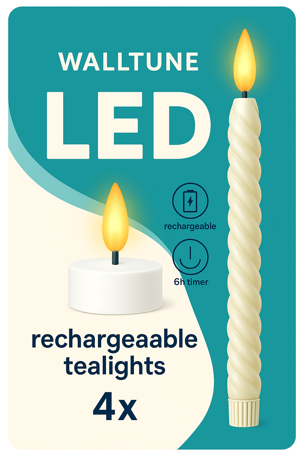 Walltune LED Teelicht oder Dinnerkerze – mit Timer