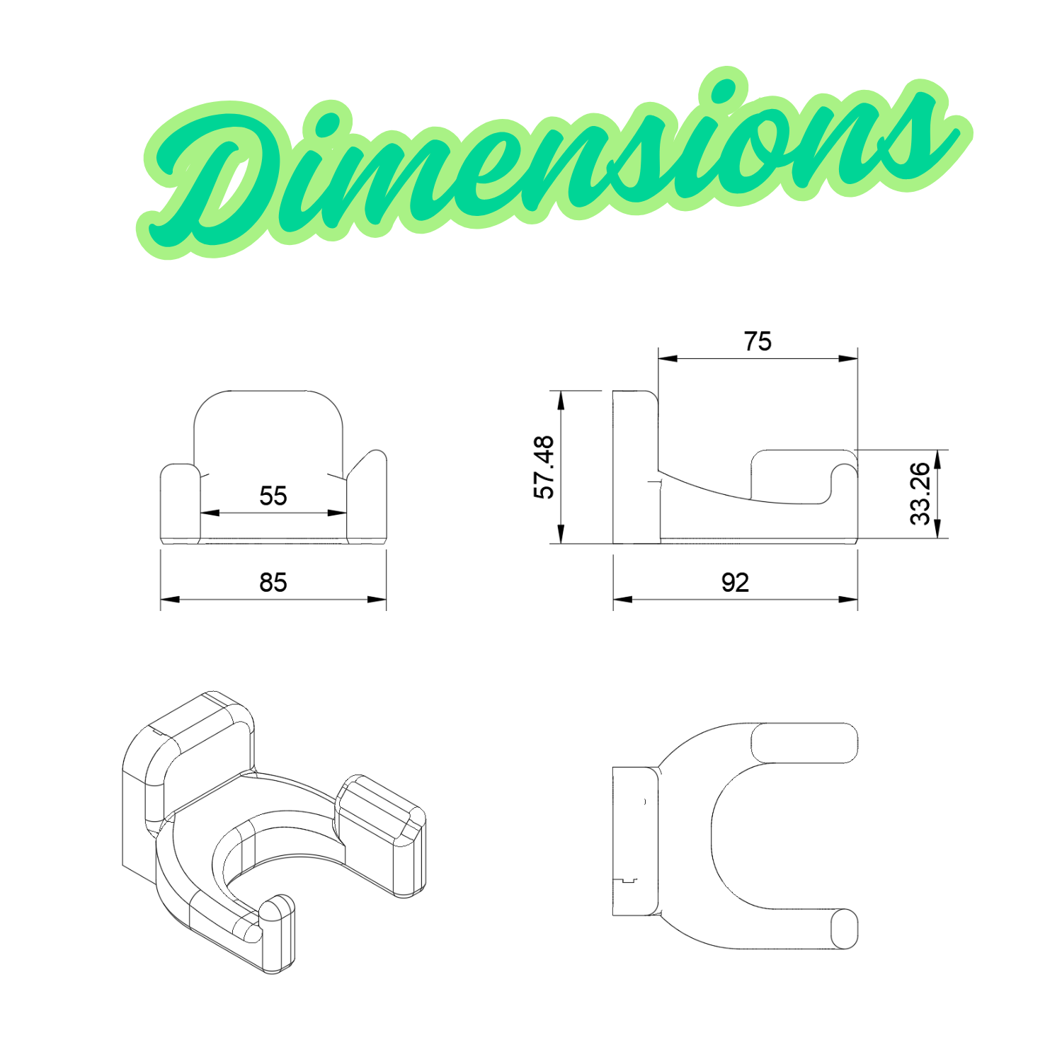 Gitaarbeugel voor akoestische panelen - Installatietype: Muurclip