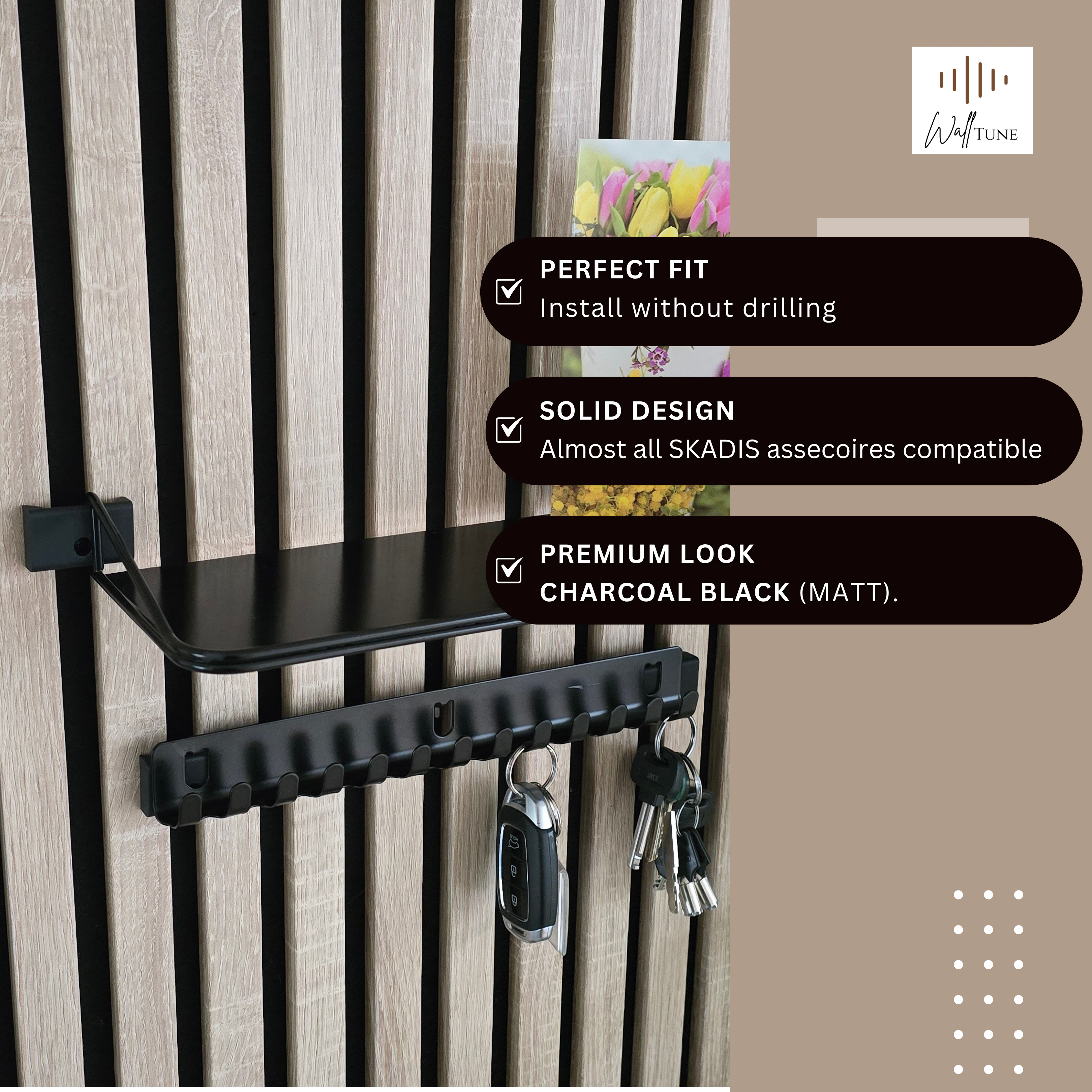 Akustikpaneel IKEA SKADIS Halterungen (2er-Set) – Twist & Go von WallTune