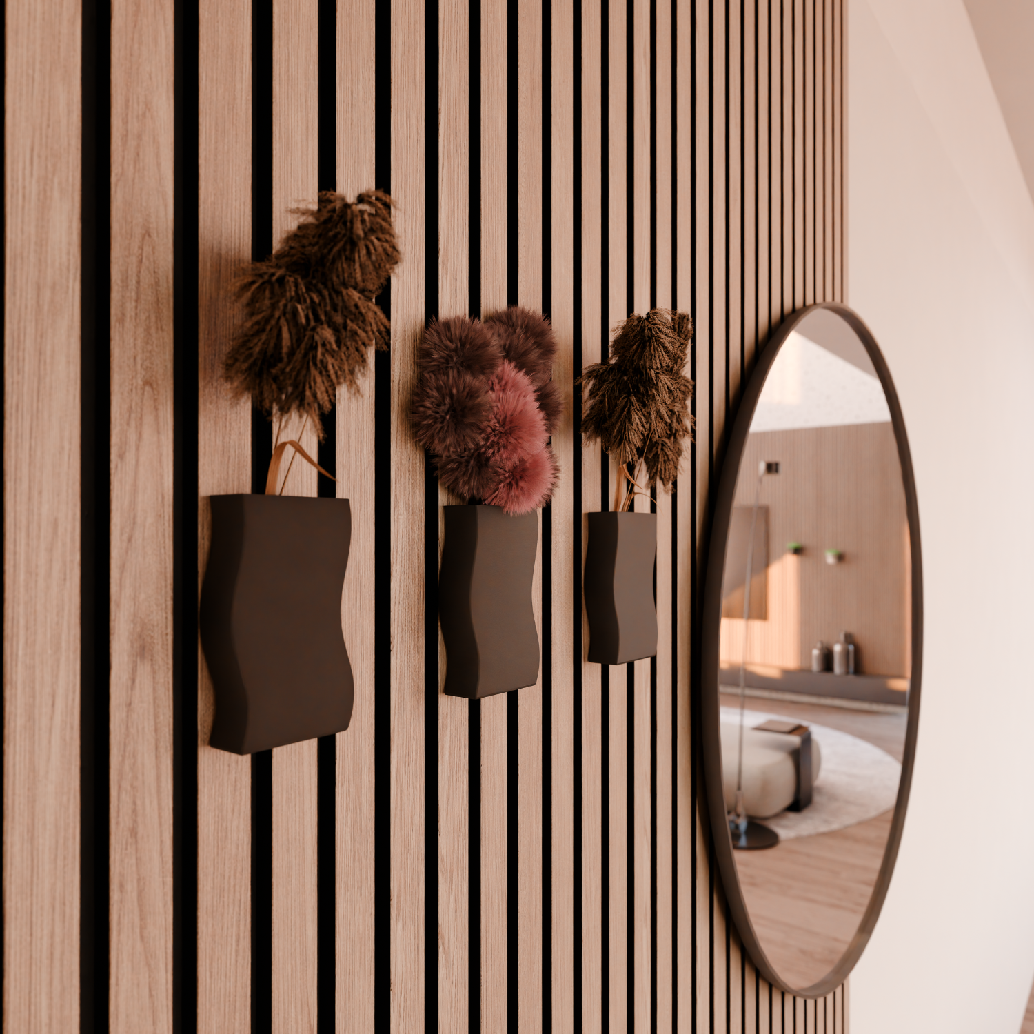 Acoustic panel - Wall Vase - dried flowers - No screw installation