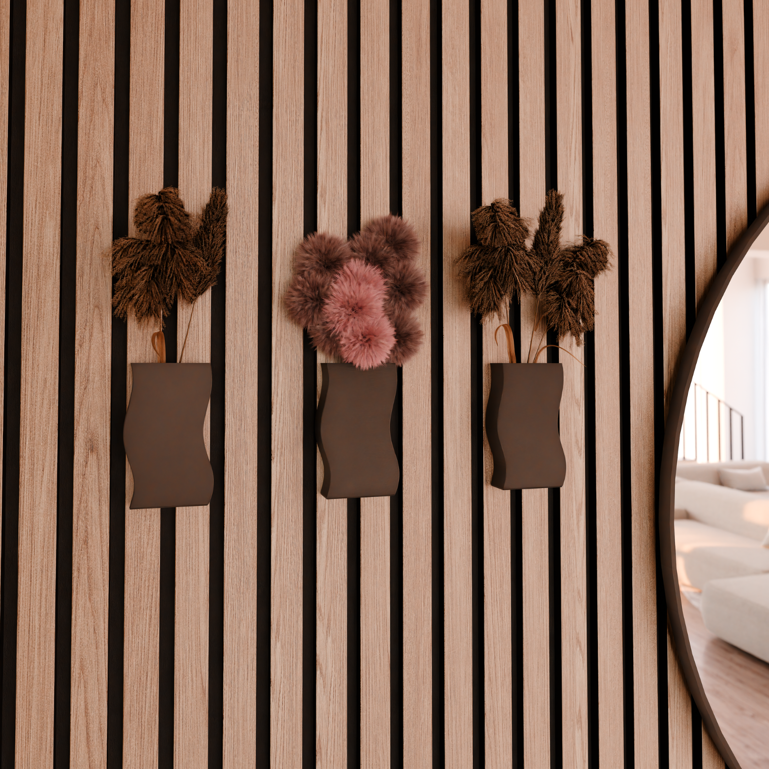 Acoustic panel - Wall Vase - dried flowers - No screw installation