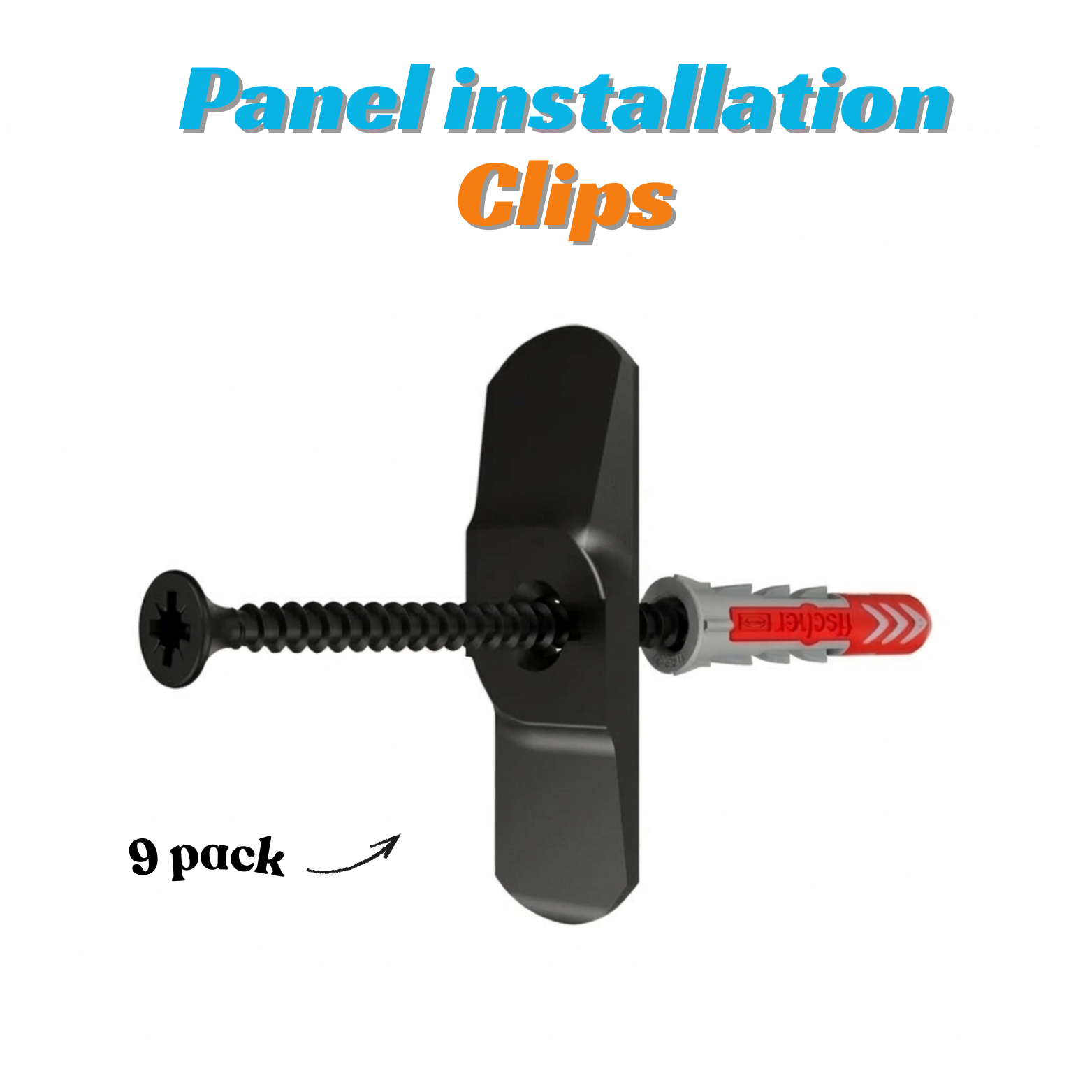 Acoustic panel installation clips (9 - pack)